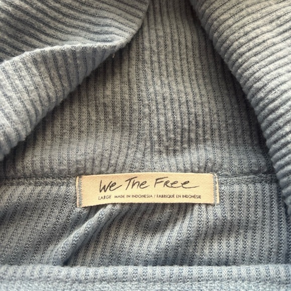 We The Free Baby Blue Ribbed Turtleneck Long Sleeve Top - Picture 2 of 3